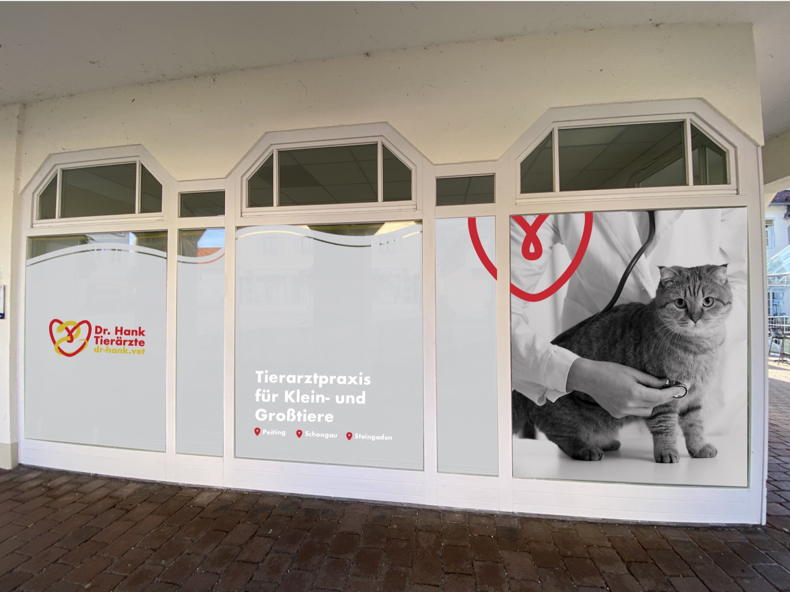 Rendering der Schaufenster: Tierarztpraxis für Klein- und Großtiere in Peiting, Schongau und Steingaden